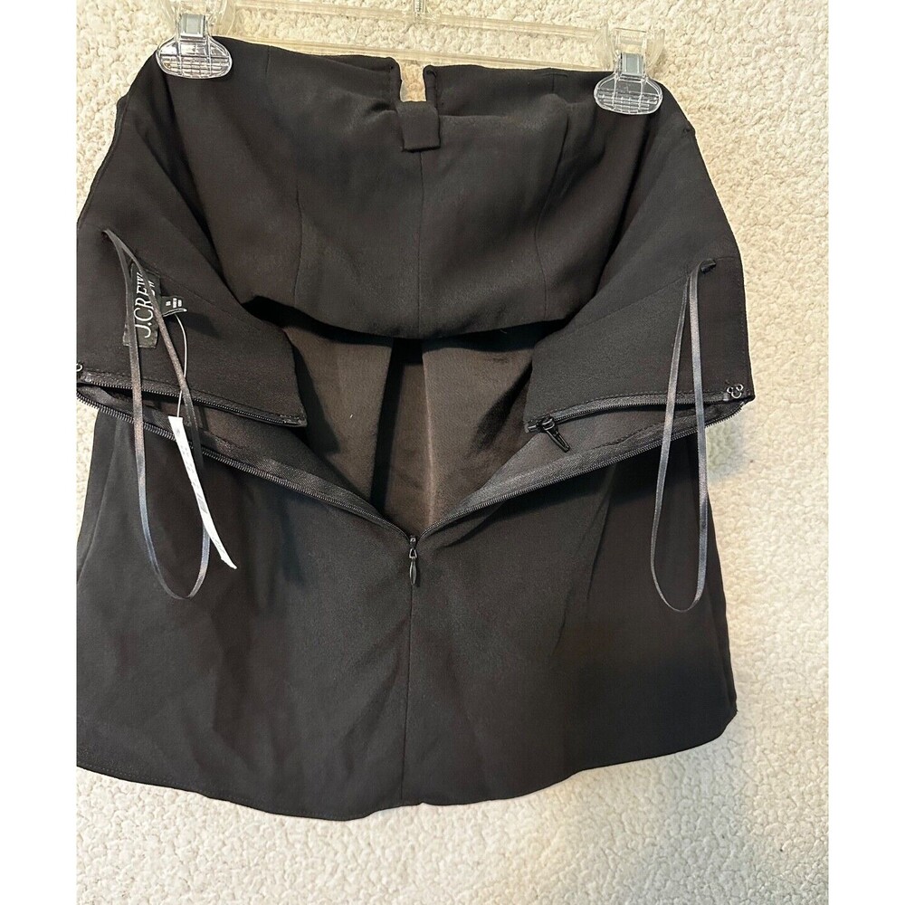 J Crew Strapless BLACK Drapey Crepe Bustier Top Blouse‎ Size 00 - Picture 5 of 11